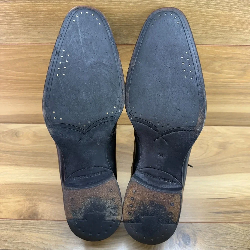 OFFICINE CREATIVE Wingtip Oxford Dress Shoe Mens 11 EU 44 Black Medallion Formal